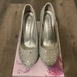 Silver sparkly heels